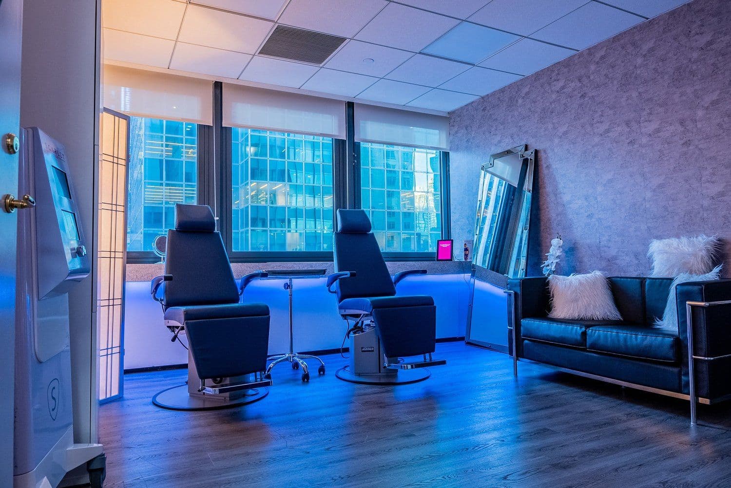 Treatment lounge with Midtown skyline views